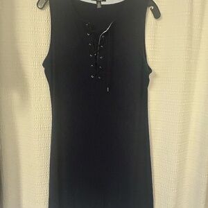 Chaps Black Sleeveless Lace-Up Mini Dress